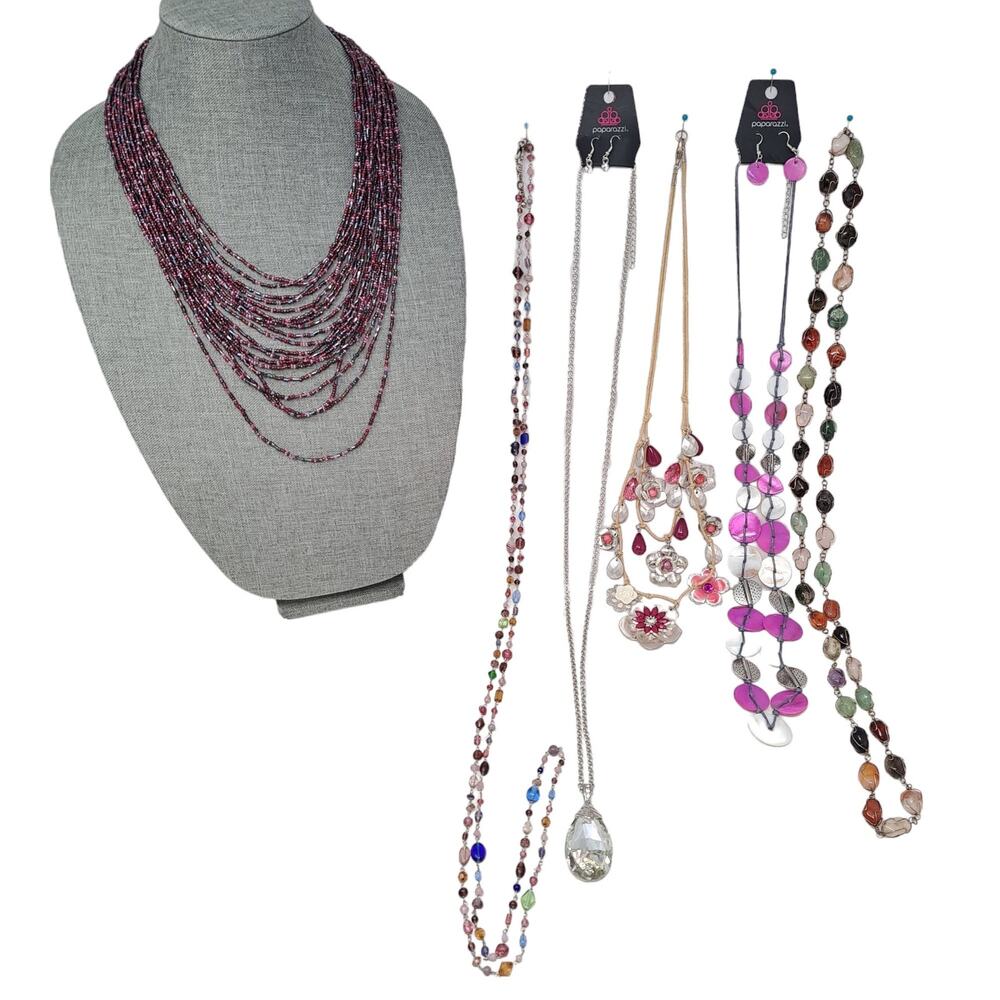 Costume Jewelry Mixed Lot Paparazzi Aero Unmarked New Preowned Silver Tone Pink